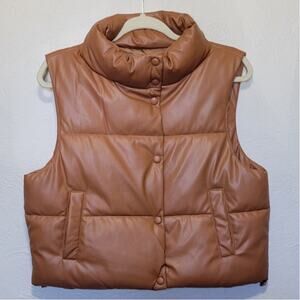 Love Tree Women's Small Faux Leather Puffer Vest